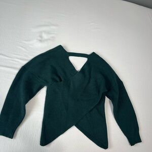Sweater, knit long sleeves off shoulder cross wrap v neck
